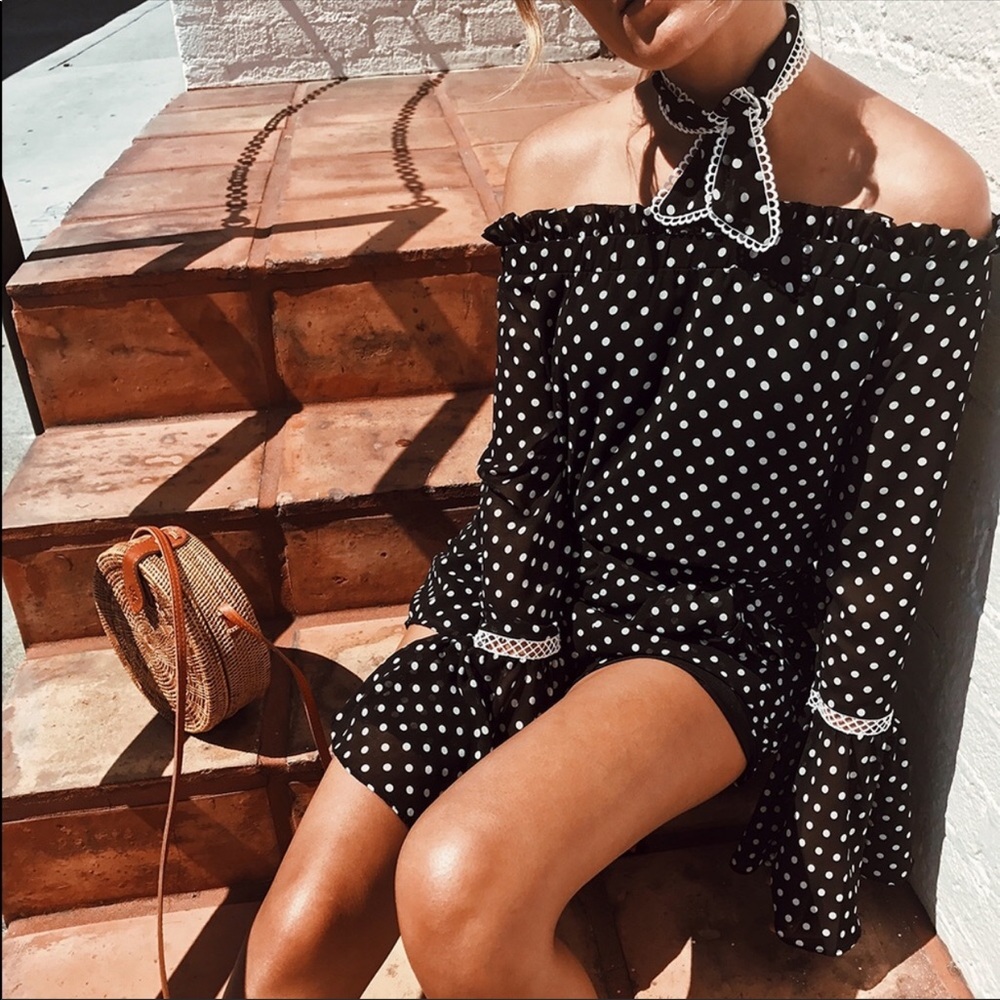 SABO SKIRT Polkadot off shoulder romper